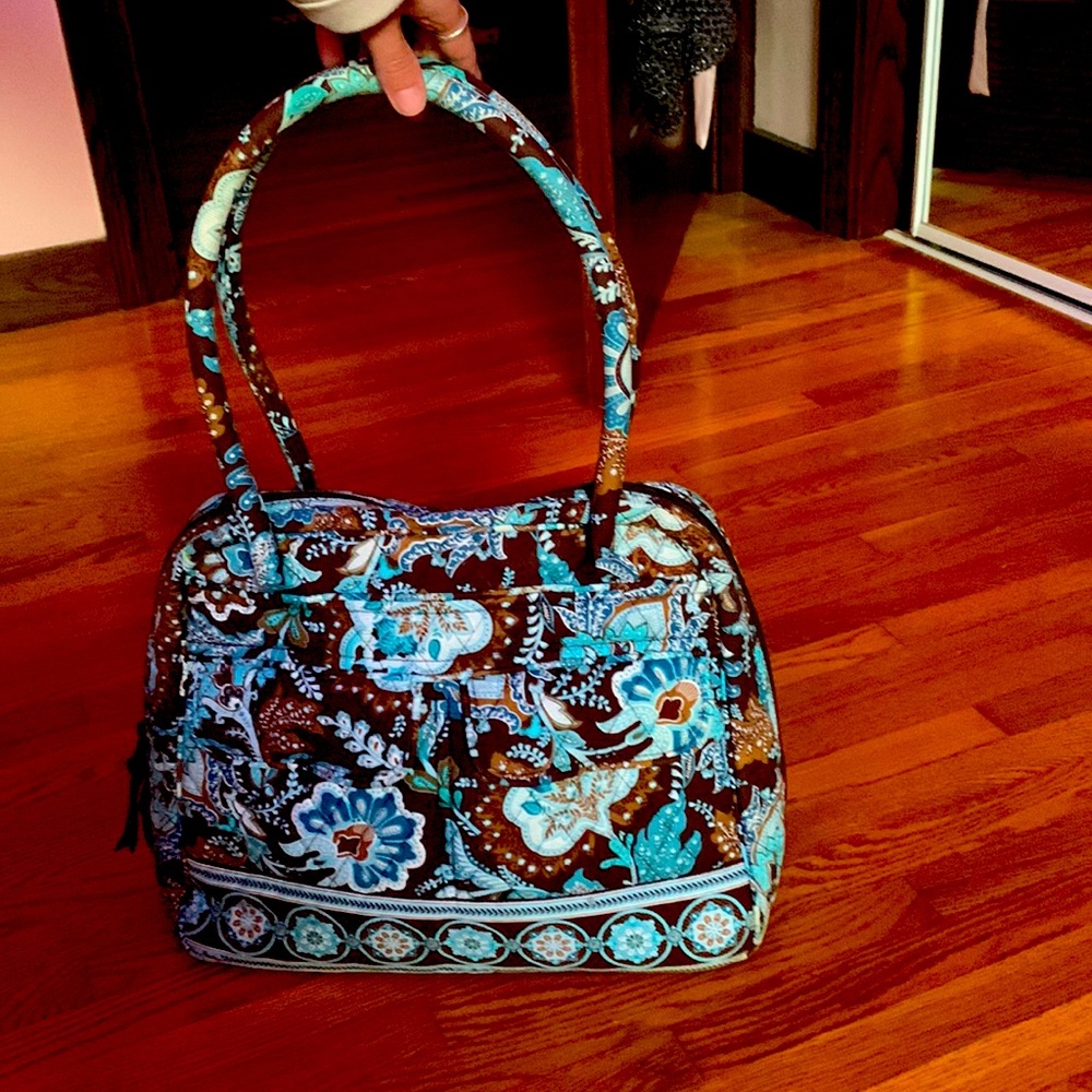 Vera Bradley brown white and blue Floral Purse